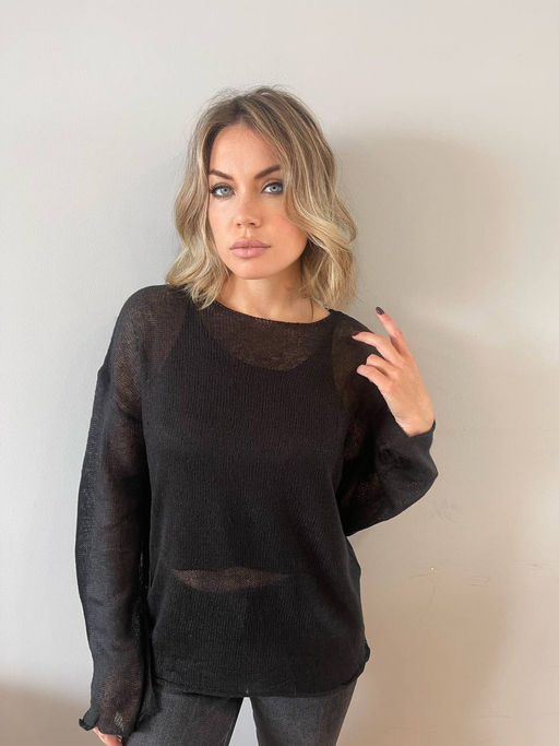 K11952 Джемпер с майкой (вязаный трикотаж) ЧЕРНЫЙ