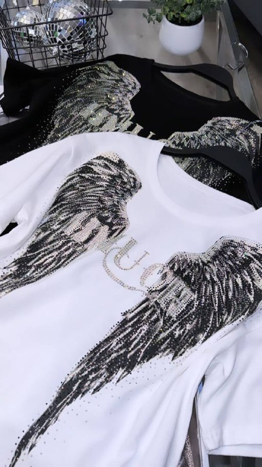 Шикарные футболки стилизованные россыпью из тысячи стразин - Ksa фото 3