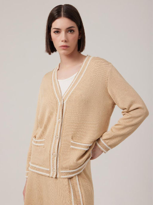 Кардиган женский 1231154001 beige/white - Eleganzza фото 6