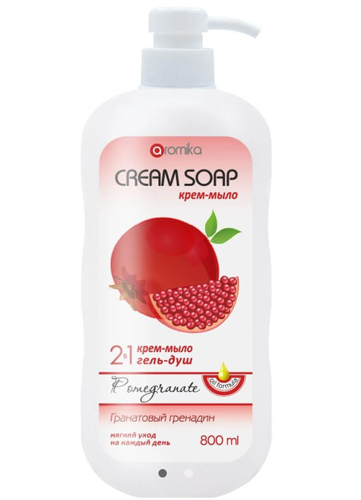 Крем-мыло + гель д/душа 2в1 AROMIKA Гранатовый гренадин (800мл)