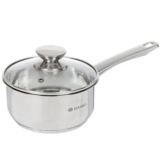 Ковш нерж ОПТИМА 1,5л со стекл крышкой мет/ручка GS-01201-16SP (355260) /Daniks/  фото 2