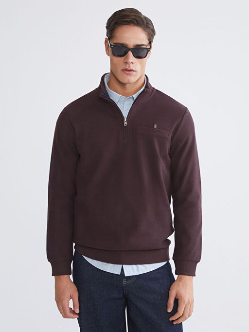 Fermuarl? Dik Yaka Erkek Sweatshirt