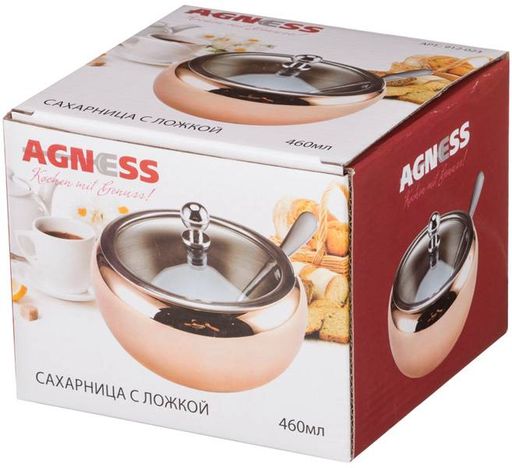 САХАРНИЦА AGNESS ROSSO С ЛОЖКОЙ 460 МЛ ДИАМЕТР=11 СМ ВЫСОТА=10 СМ фото 2