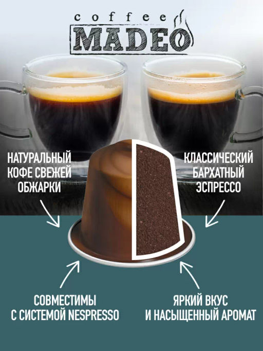 Кофе натуральный в капсулах Честерфилд (стандарт капсул Nespresso) - Madeo фото 5