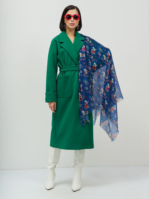 Большой, красивый двусторонний платок с рисунком в стиле арт-декои необычной текстурой ткани - Tantino фото 10