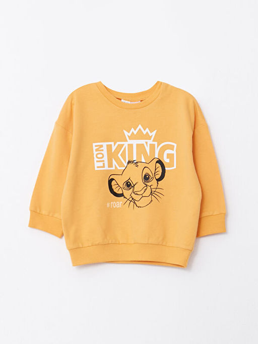 Bisiklet Yaka Aslan Kral Bask?l? Uzun Kollu Erkek Bebek Sweatshirt
