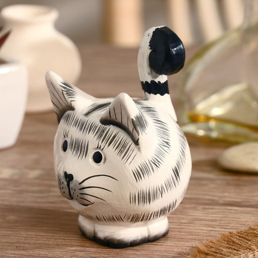 Сувенир дерево "Кошечка" белая 6х9х6 см