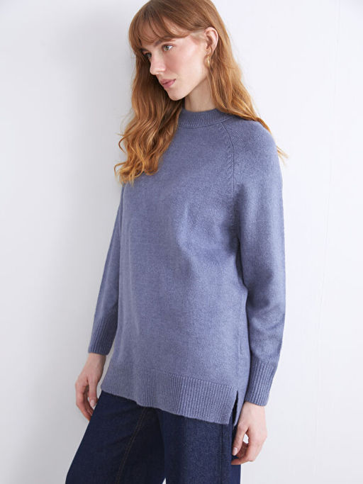 Bisiklet Yaka Oversize Kad?n Triko Tunik