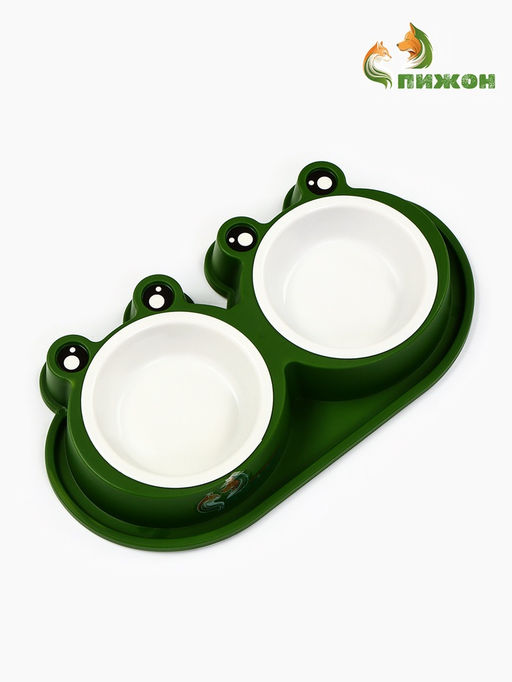 Миска двойная фигурная 29,5 х 14 х 4 см, зелёная