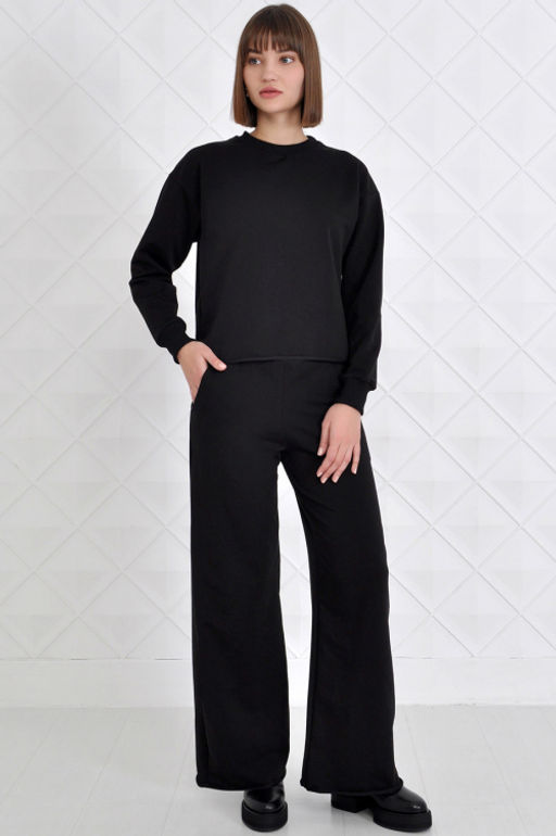 Арт. 2352 Костюм с брюками женский 42-50 (5 шт) Цвет:верх-черный,низ-черный - Калинка фото 12