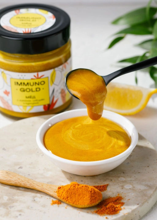 Мёд Immuno Gold с куркумой, имбирём и лимоном, 200 г - Сибирский кедр фото 3