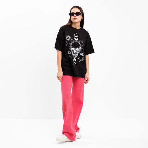 Футболка женская MIST Skull, размер 44-46, чёрная