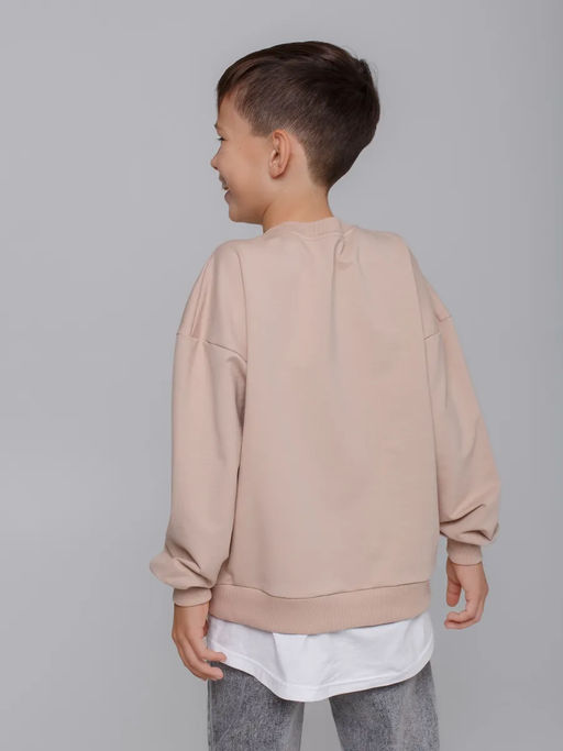 Свитшот Модный с имитацией, цвет Бежевый, 78%х/б,16%пэ,6%л - 5+ фото 3