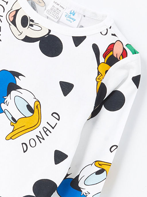 Bisiklet Yaka Uzun Kollu Donald Duck Bask?l? Erkek Bebek Pijama ?st - Waikiki фото 3