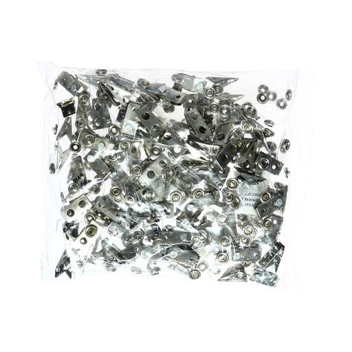 Цена за 100 шт. Прищепка металлическая для бейджа, с пластиковой петлей, на кнопке - Calligrata фото 4