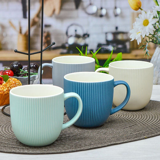 Набор кружек 4 шт 380мл керамика на мет.подставке арт. 202378