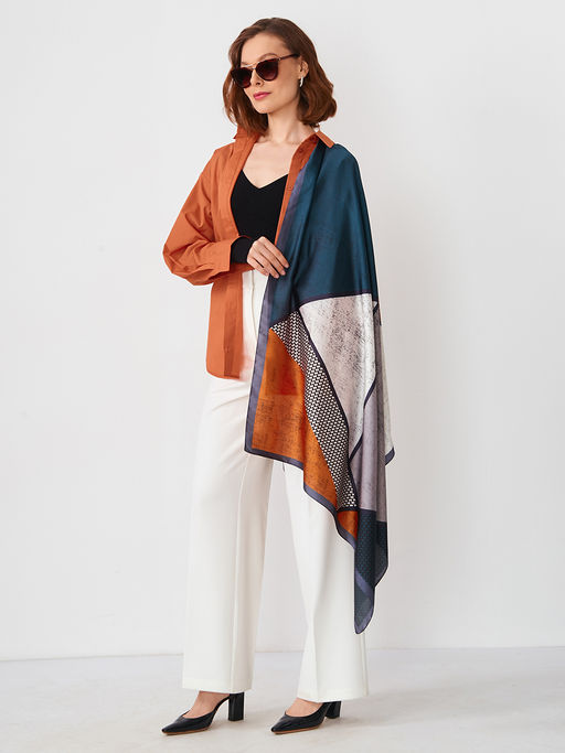 Большой, мягкий, тонкий и очень нежный двусторонний палантин с рисунком - Tantino фото 7