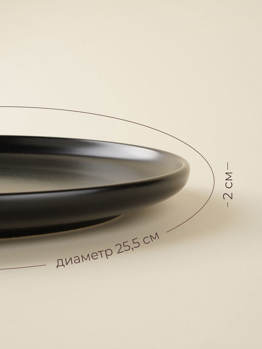 Тарелки SL Home «Дарк», d=25.5 см, фарфор, чёрные