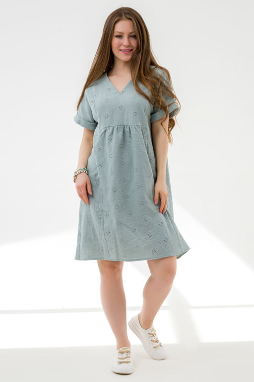 Летнее платье с вышивкой мята - Odis фото 11