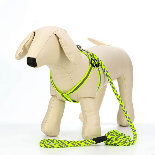 Комплект Плетенка, флуоресцентный, поводок 115 х 1 см, ОГ 32-48 х 1,5 см, зелёный - Пижон фото 2