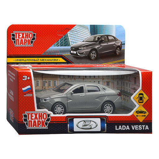 Машина металл LADA vesta 11,5 см, двери, темно-серый