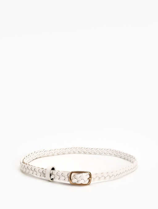 Ремень женский плетёный, 110×1.8 см, пряжка металл, золотистая, белый