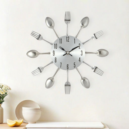 Часы настенные интерьерные «Столовые приборы», серия: Кухня, дискретный ход, d=31 см, циферблат 13.5 см
