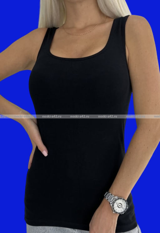 Цена за 1 шт. Майки женские Miss Emma Турция однотонные арт. 121 ЧЕРНЫЕ