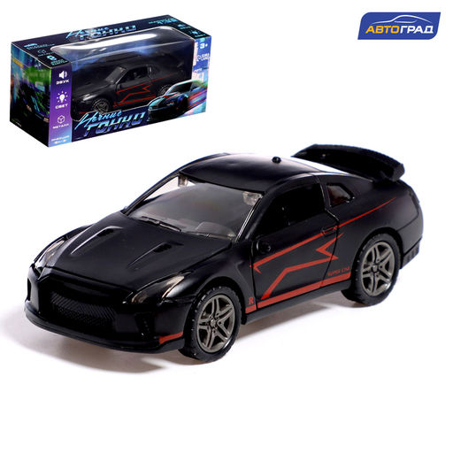 Машинка металлическая Ночные гонки, инерционная, 1:32, открываются двери, звуковые и световые эффекты, цвет чёрный