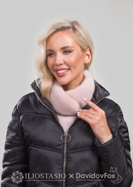 Шарф-воротник экомех дымчатая роза