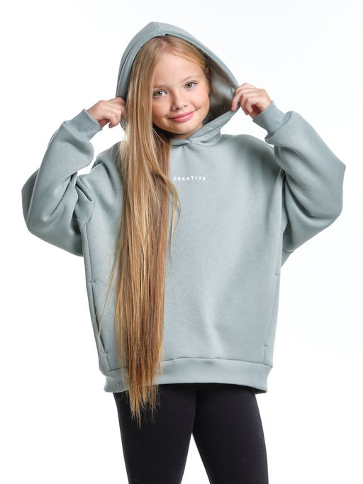 Худи для девочки оверсайз одежда подростковая с принтом 22-7317 мята - Mini maxi фото 4