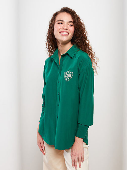 Nak??l? Uzun Kollu Poplin Kad?n G?mlek Tunik