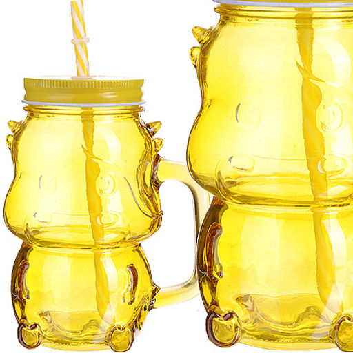 27814 Банка с ручкой для смузи 0,550 с трубочкой LR(х24) цвет в ассортименте