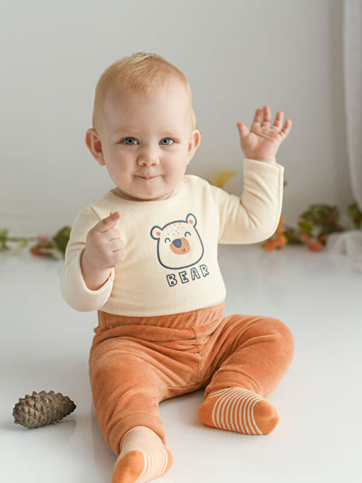 Beli Lastikli Kadife Erkek Bebek Pijama Alt 2li - Waikiki фото 2