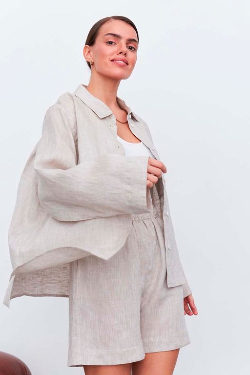 Рубашка короткая S021_LBGE/Светло-бежевый