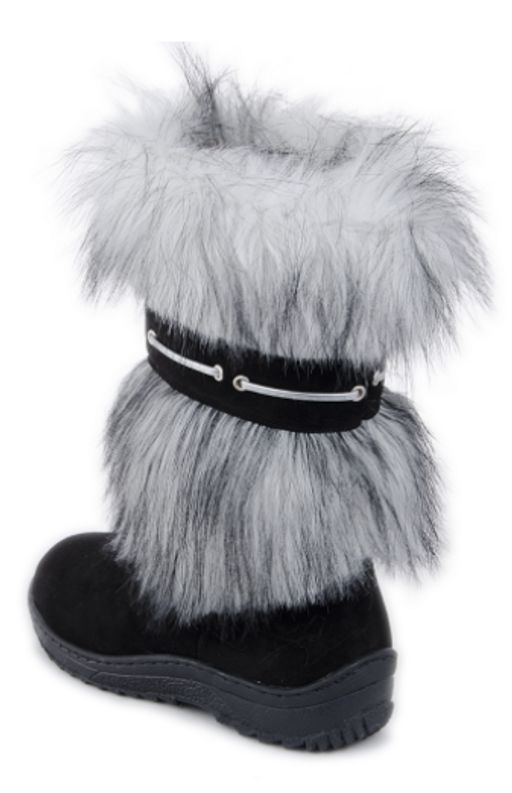 Унты женские на литой подошве. Черные. Мех песец - Roshva фото 3