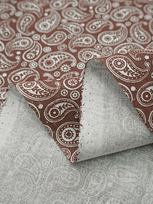 Бязь Белые огурчики на коричневом, ш.1.5м, хлопок-100%, 122гр/м.кв - Купава фото 6