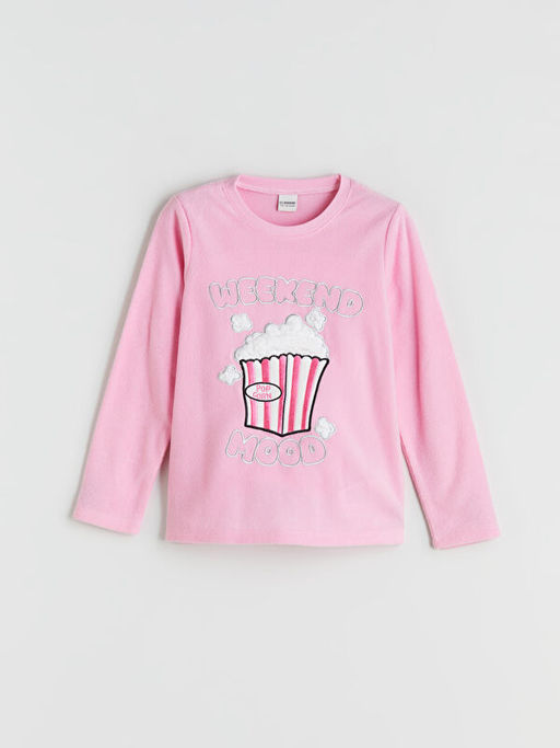 Bisiklet Yaka Polar K?z ?ocuk Pijama Tak?m?