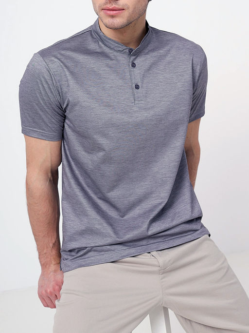 Джемпер мужской с воротником поло короткий рукав GREG G154-PM4-LT1636 (сине-серый)  фото 2