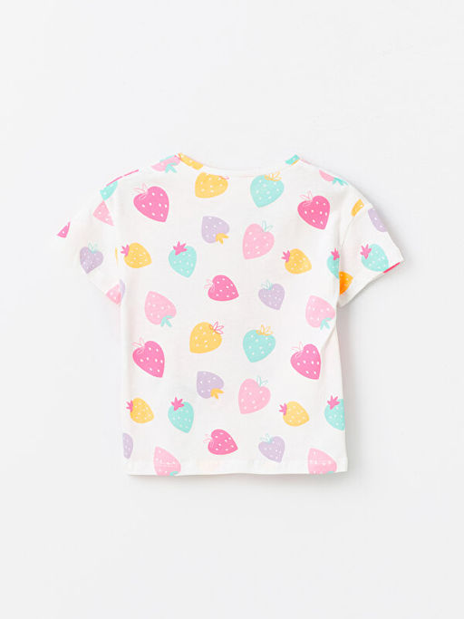 Bisiklet Yaka Bask?l? K?z Bebek Ti??rt