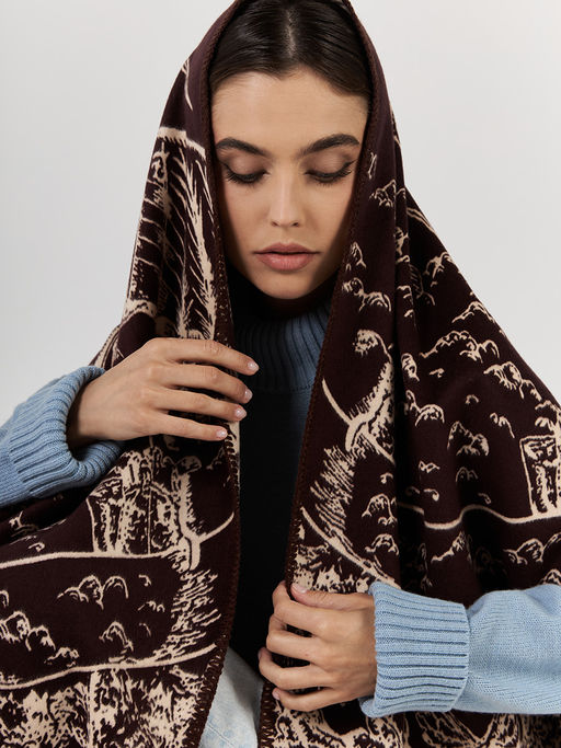 в составе ШЕРСТЬ  и КАШЕМИР Большой, мягкий, теплый  двусторонний палантин - Tantino фото 3