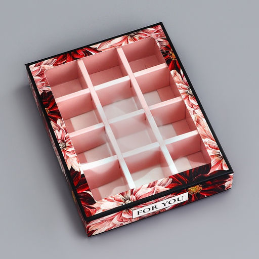 Цена за 3 шт. Коробка складная для 12 конфет Презент, 19?15?3.6 см