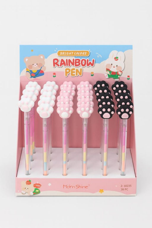 Цветная гелевая ручка "Розовая кошачья лапка", mix, шоу-бокс 36 шт.