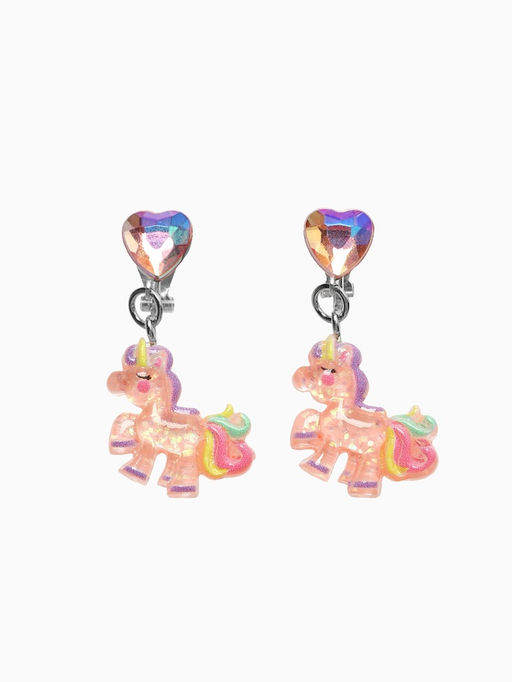 Серьги клипсы детские «Выбражулька. Единорог с сердцем и кристалл», разноцветные