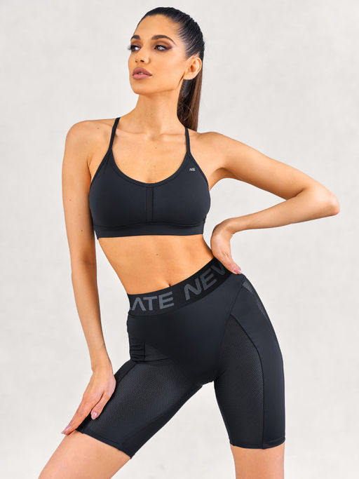 Черные велосипедки с моделирующими вставками из сетки Атлетика