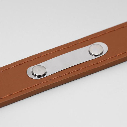 Ошейник из искусственной кожи с шильдом под гравировку, 52 х 2,5 см, ОШ 35-45 см, коричневый - Пижон фото 5