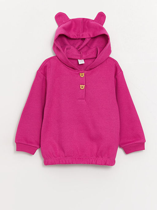 Kap??onlu Uzun Kollu Basic K?z Bebek Sweatshirt ve E?ofman Alt 2li Tak?m - Waikiki фото 2