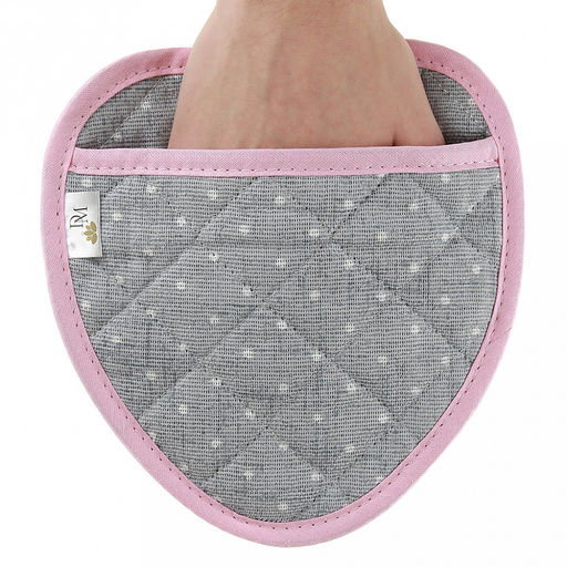 Прихватка с запахом 20х20см "Горошек на льне", форма "Клубника", рогожка 171г/м2, хлопок 100%, наполнитель - ватин 280г/м2, на пластмассовом подвесе, "Домашняя мода" (Россия)