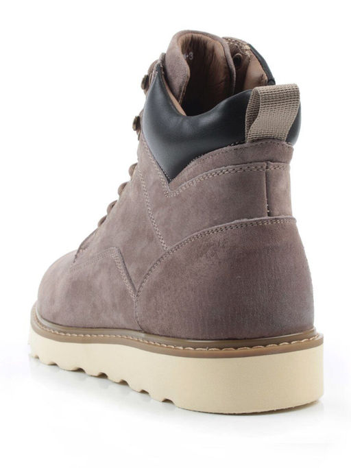 05-H50119M-3 GRAY/BROWN Ботинки зимние мужские (натуральная кожа, натуральный мех)