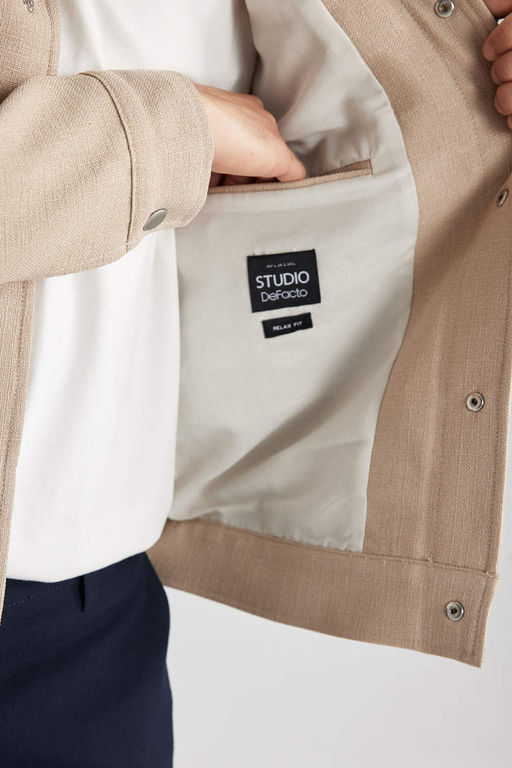 Пальто Relax Fit с воротником-поло на хлопковой подкладке - Defacto фото 9